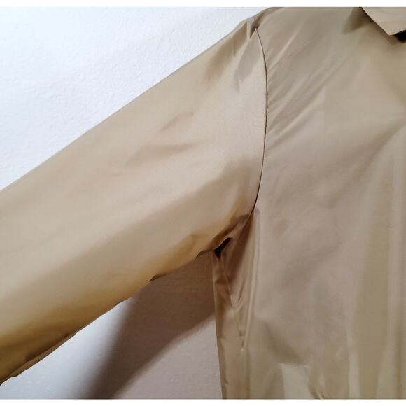 VTG Aqua Sheen Tan Brown Lightweight Raincoat Small Button Up Pocket Collard - Picture 6 of 8
